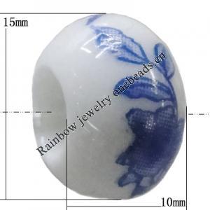 Porcelain beads European style, 15x10mm Hole:6mm Sold by Bag