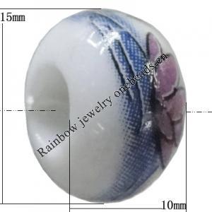 Porcelain beads European style, 15x10mm Hole:6mm Sold by Bag