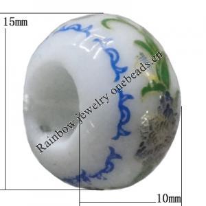 Porcelain beads European style, 15x10mm Hole:6mm Sold by Bag