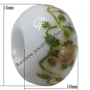 Porcelain beads European style, 15x10mm Hole:6mm Sold by Bag