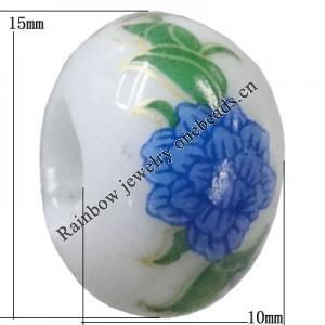 Porcelain beads European style, 15x10mm Hole:6mm Sold by Bag