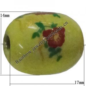 Porcelain beads, Oval 17x14mm Hole:3mm Sold by Bag