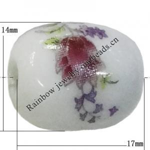 Porcelain beads, Oval 17x14mm Hole:3mm Sold by Bag