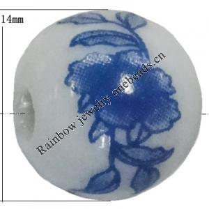 Porcelain beads, Round 14mm Hole:2.5mm Sold by Bag