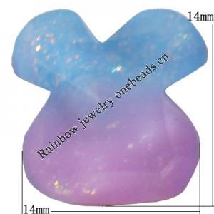 Resin Cabochons, No Hole Headwear & Costume Accessory, Faceted Animal Head，The other side is Flat 14mm, Sold by Bag