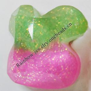 Resin Cabochons, No Hole Headwear & Costume Accessory, Faceted Animal Head，The other side is Flat 14mm, Sold by Bag