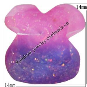 Resin Cabochons, No Hole Headwear & Costume Accessory, Faceted Animal Head，The other side is Flat 14mm, Sold by Bag