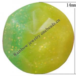 Resin Cabochons, No Hole Headwear & Costume Accessory, Faceted Round，The other side is Flat 14mm, Sold by Bag