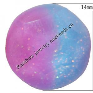 Resin Cabochons, No Hole Headwear & Costume Accessory, Faceted Round，The other side is Flat 14mm, Sold by Bag