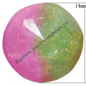 Resin Cabochons, No Hole Headwear & Costume Accessory, Faceted Round，The other side is Flat 14mm, Sold by Bag