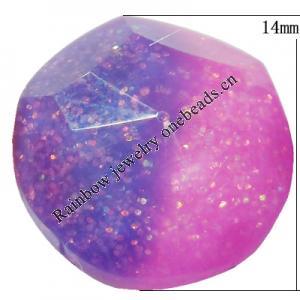 Resin Cabochons, No Hole Headwear & Costume Accessory, Faceted Round，The other side is Flat 14mm, Sold by Bag