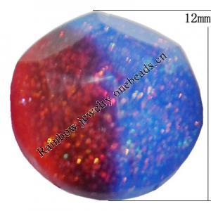 Resin Cabochons, No Hole Headwear & Costume Accessory, Faceted Round，The other side is Flat 14mm, Sold by Bag