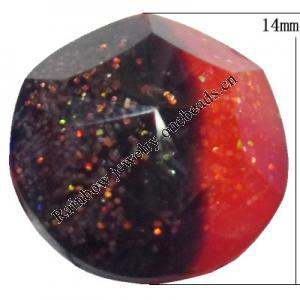 Resin Cabochons, No Hole Headwear & Costume Accessory, Faceted Round，The other side is Flat 14mm, Sold by Bag