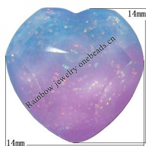 Resin Cabochons, No Hole Headwear & Costume Accessory, Faceted Heart，The other side is Flat 14x14mm, Sold by Bag
