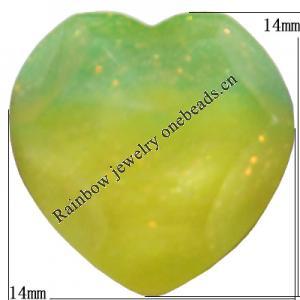 Resin Cabochons, No Hole Headwear & Costume Accessory, Faceted Heart，The other side is Flat 14x14mm, Sold by Bag