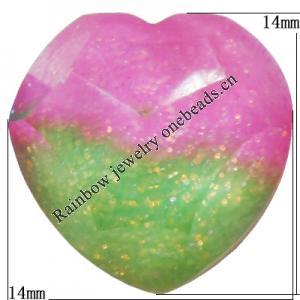 Resin Cabochons, No Hole Headwear & Costume Accessory, Faceted Heart，The other side is Flat 14x14mm, Sold by Bag