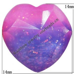 Resin Cabochons, No Hole Headwear & Costume Accessory, Faceted Heart，The other side is Flat 14x14mm, Sold by Bag