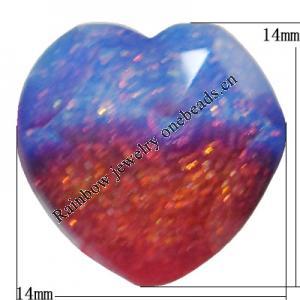 Resin Cabochons, No Hole Headwear & Costume Accessory, Faceted Heart，The other side is Flat 14x14mm, Sold by Bag