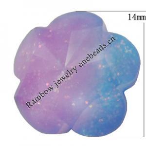 Resin Cabochons, No Hole Headwear & Costume Accessory, Faceted Flower，The other side is Flat 14mm, Sold by Bag