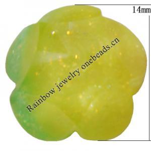 Resin Cabochons, No Hole Headwear & Costume Accessory, Faceted Flower，The other side is Flat 14mm, Sold by Bag