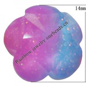 Resin Cabochons, No Hole Headwear & Costume Accessory, Faceted Flower，The other side is Flat 14mm, Sold by Bag