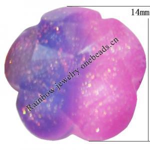 Resin Cabochons, No Hole Headwear & Costume Accessory, Faceted Flower，The other side is Flat 14mm, Sold by Bag