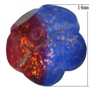 Resin Cabochons, No Hole Headwear & Costume Accessory, Faceted Flower，The other side is Flat 14mm, Sold by Bag