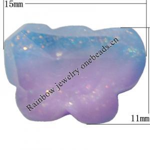 Resin Cabochons, No Hole Headwear & Costume Accessory, Faceted Butterfly，The other side is Flat 15x11mm, Sold by Bag