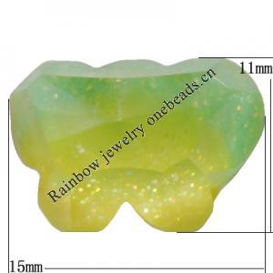 Resin Cabochons, No Hole Headwear & Costume Accessory, Faceted Butterfly，The other side is Flat 15x11mm, Sold by Bag