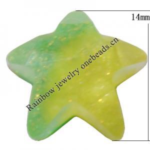 Resin Cabochons, No Hole Headwear & Costume Accessory, Faceted Star，The other side is Flat 14mm, Sold by Bag