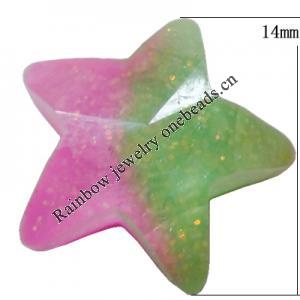 Resin Cabochons, No Hole Headwear & Costume Accessory, Faceted Star，The other side is Flat 14mm, Sold by Bag