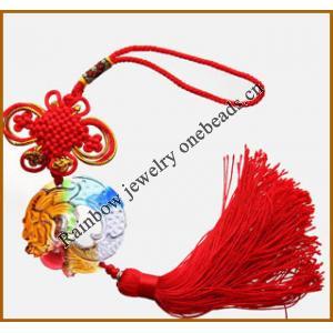 Chinese Knots Lampwork Glass Pendant for car Hang,58x14x55mm, Sold by PC