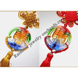 Chinese Knots Lampwork Glass Pendant for car Hang, 27x19x58mm, Sold by PC