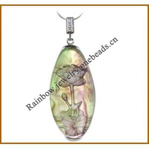 Lampwork Glass Pendant, 34x10x59mm, Sold by PC