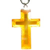 Lampwork Glass Pendant, Cross 23x8x65mm, Sold by PC