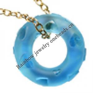 Lampwork Glass Pendant, Donut 32x32x9mm, Sold by PC