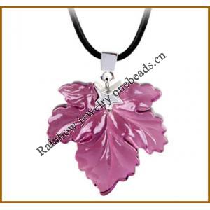 Lampwork Glass Pendant, Leaf 36x7x48mm, Sold by PC