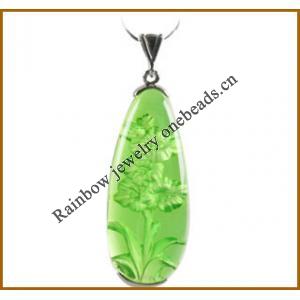 Lampwork Glass Pendant, 20x9x6mm, Sold by PC