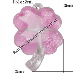 Acrylic Pendant With Colorful Powder, Flower 35x25mm Hole:2mm, Sold by Bag