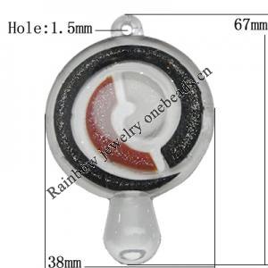 Acrylic Pendant With Colorful Powder, 67x38mm Hole:1.5mm, Sold by Bag