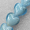 Silver Foil Lampwork Beads, Heart 14mm Hole: About 1.5mm, Sold by PC