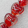 Silver Foil Lampwork Beads, Heart 14mm Hole: About 1.5mm, Sold by PC