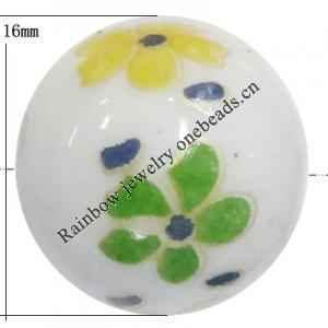 Porcelain beads, Round 16mm Sold by Bag