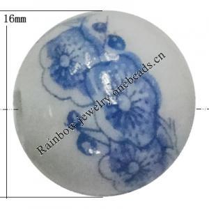 Porcelain beads, Round 16mm Sold by Bag