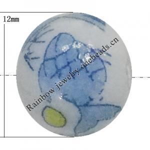 Porcelain beads, Round 12mm Sold by Bag