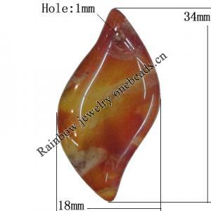 Agate Pendant,“Sun Rain” 34x18mm Hole:1mm, Sold by PC