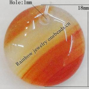 Agate Pendant,“Firing Seasons” Flat Round 18mm Hole:1mm, Sold by PC