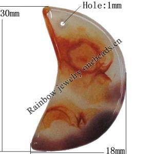 Agate Pendant,“Harvest Season” Moon 30x18mm Hole:1mm, Sold by PC