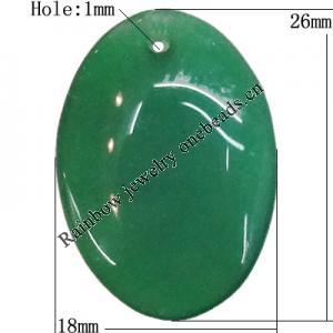 Agate Pendant,“World of Green” Flat Oval 26x18mm Hole:1mm, Sold by PC
