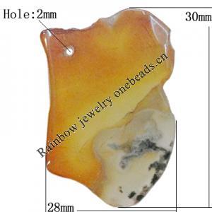 Handmade Agate Pendant,“Valentine's Day” Nugget 30x28mm Hole:1mm, Sold by PC